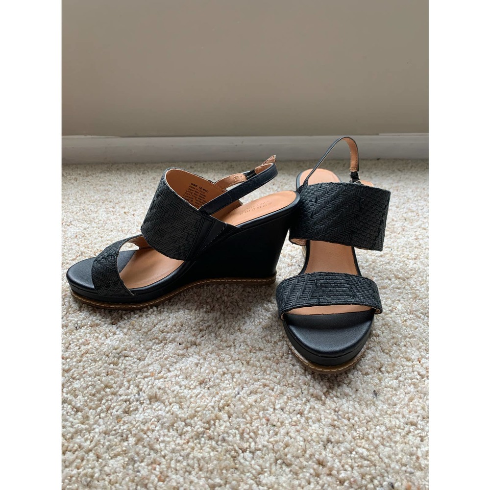 Women's Sonoma Black Snannika Woven Straw Platform Wedges - Size 10
